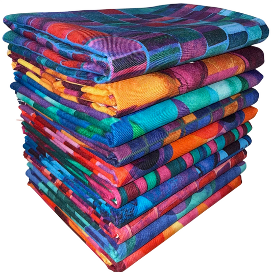 Half-Yard Bundle- Benartex "Watercolor Geometry" - 10 Fabrics, 5 Total Yards