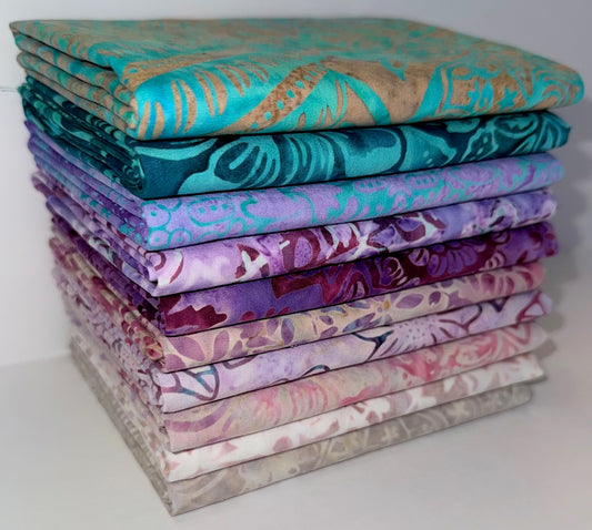 Riley Blake Expressions Batiks "Frozen Grapes" Half-yard Bundle - 10 Fabrics, 5 Total Yards