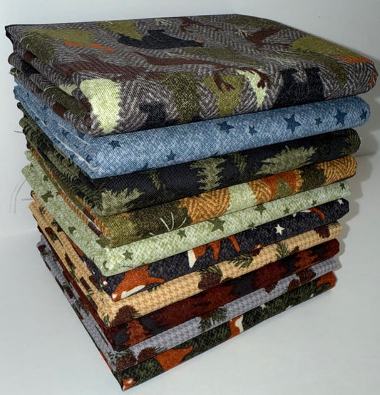 Benartex "Winter Forest" (Moose, Bear) Half-Yard Bundle - 10 Fabrics, 5 Total Yards