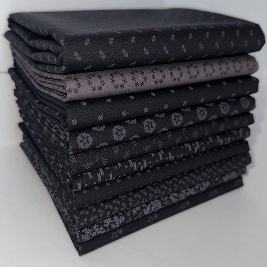 Andover/Makower UK Century"Black On Black II" Half-yard Bundle - 10 Fabrics, 5 Total Yards