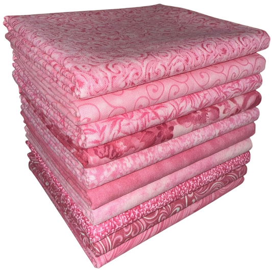 Basic Colors - Pink Half-Yard Bundle - 10 Fabrics, 5 Total Yards