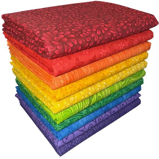 Bright Rainbow Half-yard Bundle - 10 Fabrics, 5 Total Yards