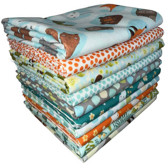 Benartex "Into The Woods" (Bears, Foxes, Turtles) Half-Yard Bundle - 10 Fabrics, 5 Total Yards