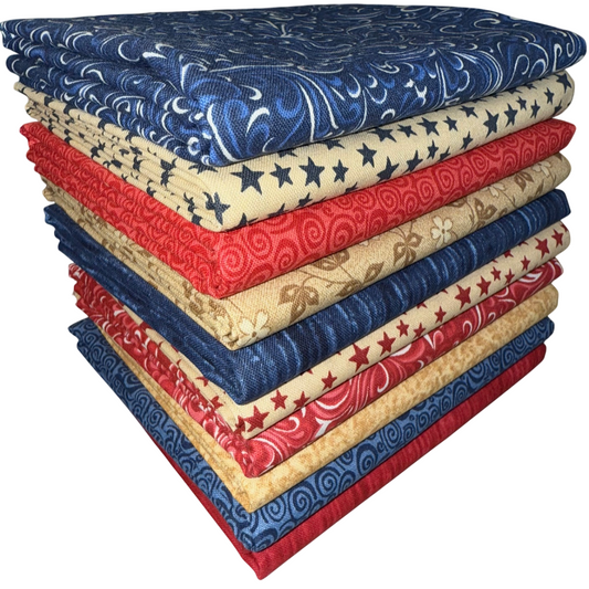 Vintage Patriotic Palette Half-yard Bundle - 10 Fabrics, 5 Total Yards