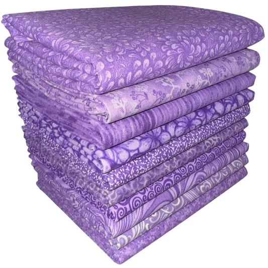 Basic Colors - Lavender Half-yard Bundle - 10 Fabrics, 5 Total Yards