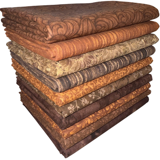Basic Colors - Chocolate Half-yard Bundle - 10 Fabrics, 5 Total Yards