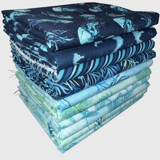 Wilmington Prints "Underwater Wonders" Half-Yard Bundle - 10 Fabrics, 5 Total Yards