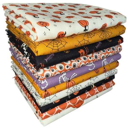 Riley Blake "Beggar's Night" (Halloween) Half-yard Bundle - 10 Fabrics, 5 Total Yards
