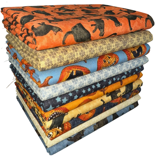 Clothworks "All Hallow's Eve" (Halloween) Half-yard Bundle - 10 Fabrics, 5 Total Yards
