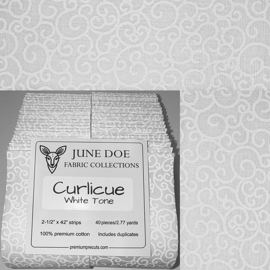 June Doe Fabric Collections - Curlicue (White Tone) - 40-Strip Pack