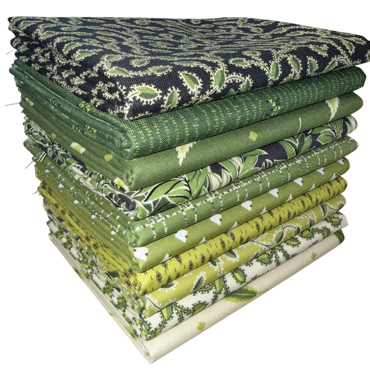 Andover "Green Leaves" Half-yard Bundle - 10 Fabrics, 5 Total Yards