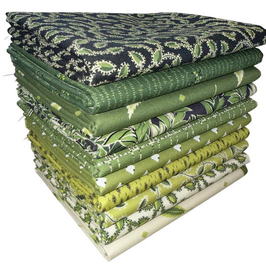 Andover "Green Leaves" Half-yard Bundle - 10 Fabrics, 5 Total Yards