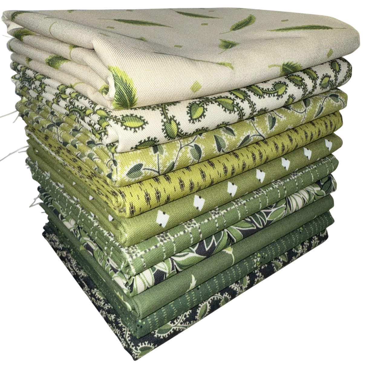 Andover "Green Leaves" Half-yard Bundle - 10 Fabrics, 5 Total Yards
