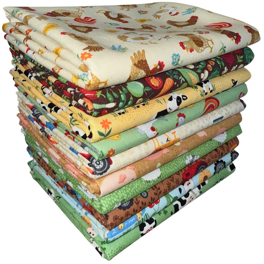 Andover "Fun On The Farm" Half-yard Bundle - 10 Fabrics, 5 Total Yards