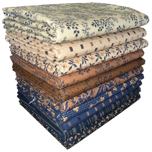 Marcus Fabrics "Indigo Neutrals" Half-yard Bundle - 10 Fabrics, 5 Total Yards