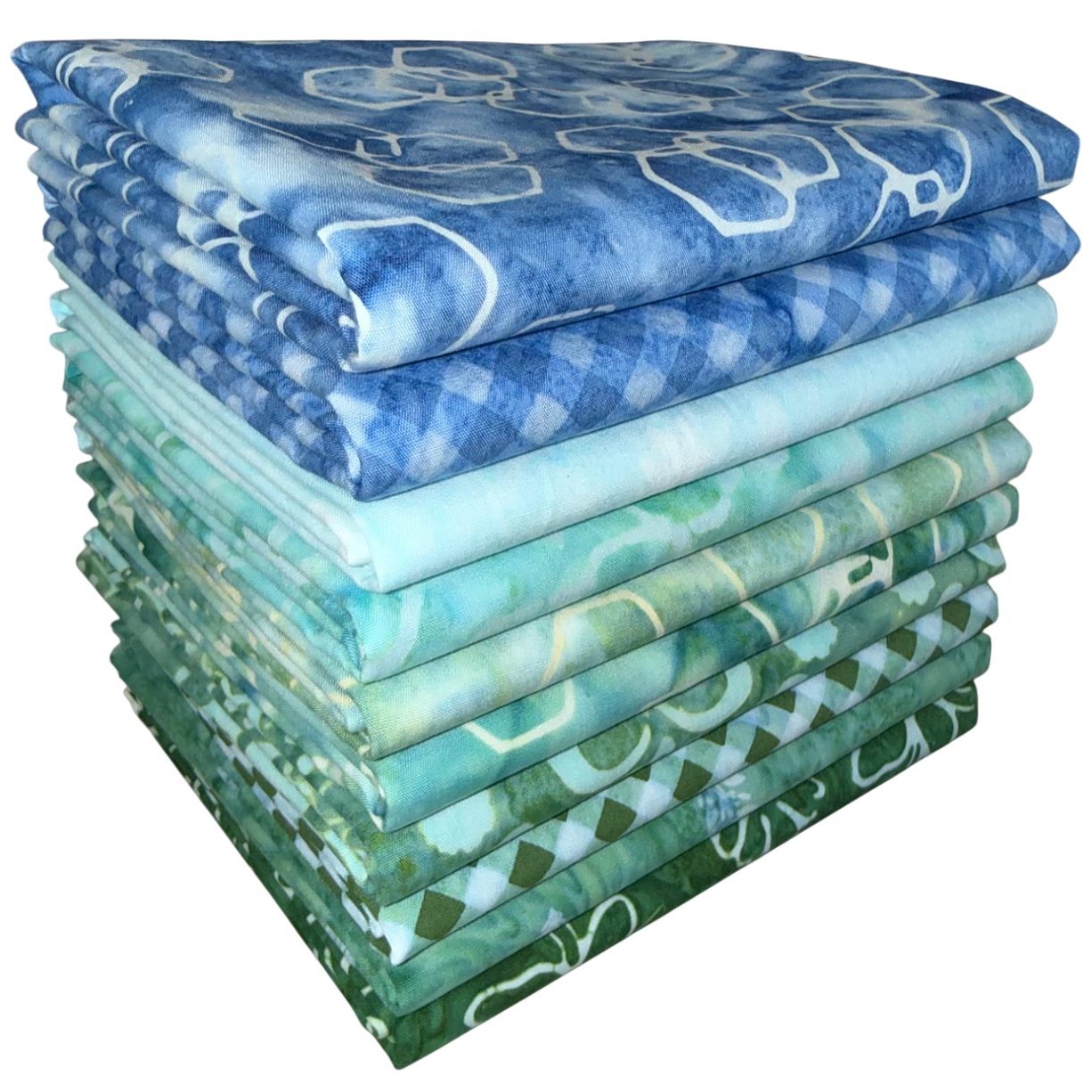 Riley Blake Expressions Batiks "Watercolor Daisies" Half-yard Bundle - 10 Fabrics, 5 Total Yards