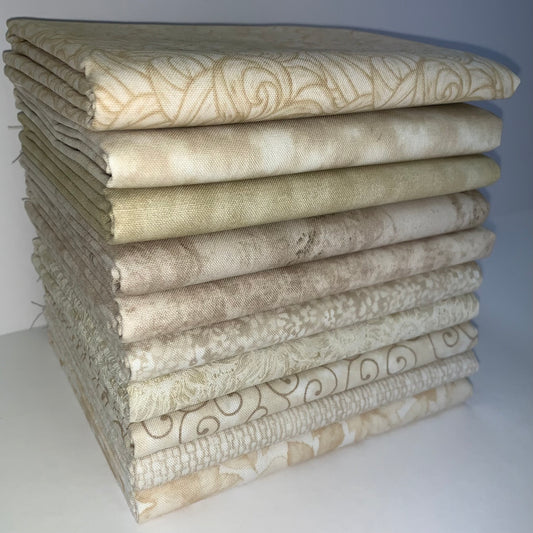 Basic Colors - Buttercream Half-yard Bundle - 10 Fabrics, 5 Total Yards