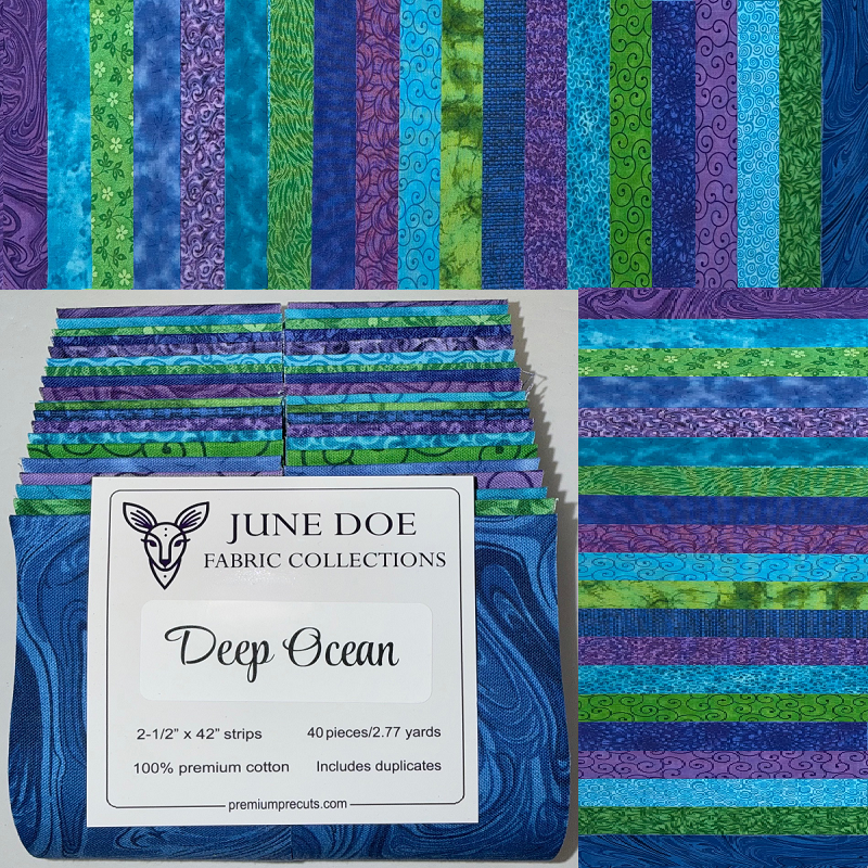 June Doe Fabric Collections - Deep Ocean - 40-Strip Pack
