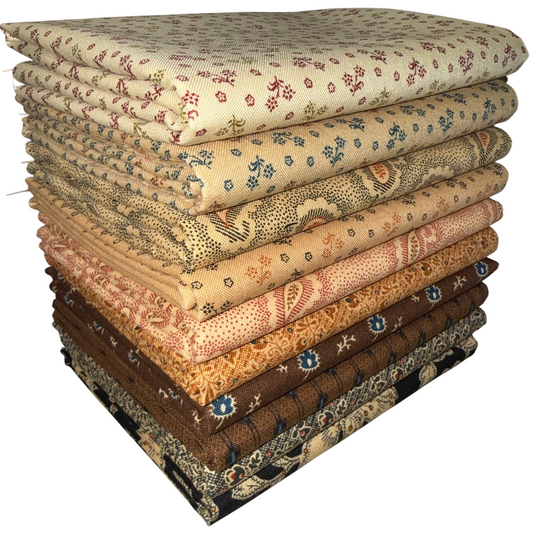 Andover/Makower UK "Carolina" (Antique) Half-Yard Bundle - 10 Fabrics, 5 Total Yards