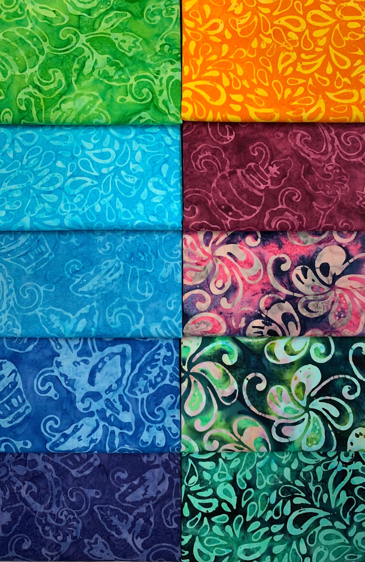 Benartex Bali Batik "Petal Play" Half-yard Bundle - 10 Fabrics, 5 Total Yards