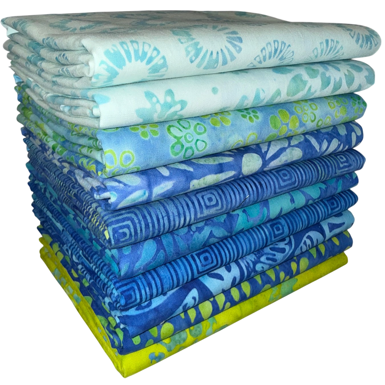Anthology Batiks "Periwinkle Glow" Half-yard Bundle - 10 Fabrics, 5 Total Yards