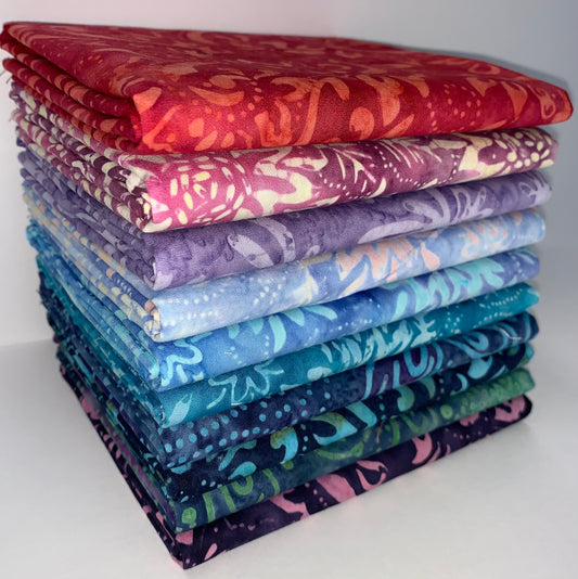 Benartex Bali Batik "Blooms" Half-yard Bundle - 10 Fabrics, 5 Total Yards