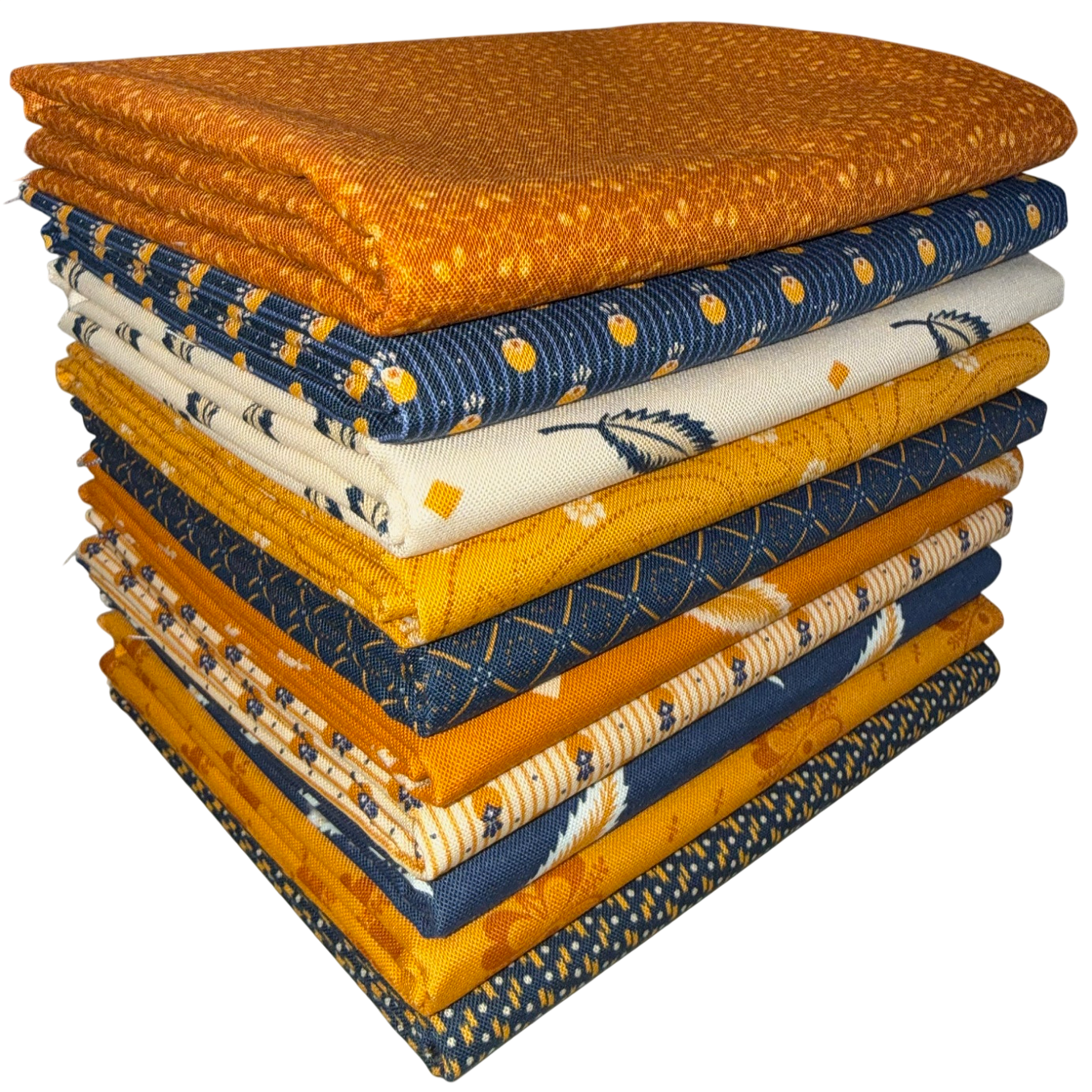Andover/Makower UK "Indigo Cheddar II" Half-yard Bundle - 10 Fabrics, 5 Total Yards