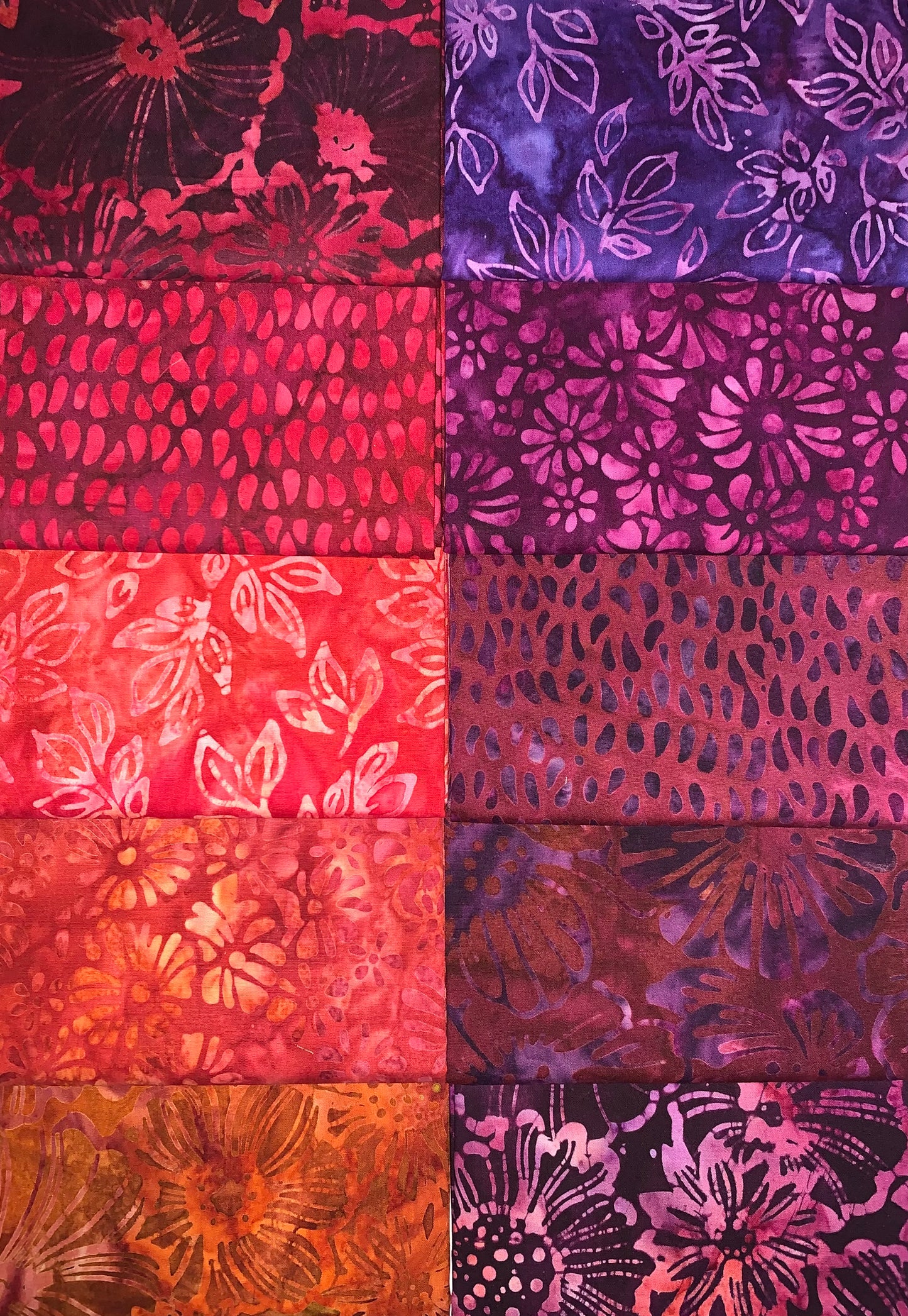 Robert Kaufman Artisan Batik "Sunrise Blossoms" Half-yard Bundle - 10 Fabrics, 5 Total Yards