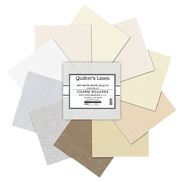 Charm Pack 5x5 Squares - Robert Kaufman Quilter's Linens Not Quite White - 40 5" Squares