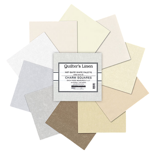Charm Pack 5x5 Squares - Robert Kaufman Quilter's Linens Not Quite White - 40 5" Squares