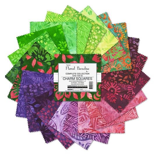 Charm Pack 5x5 Squares - Robert Kaufman Artisan Batik "Floral Paradise" - 40 5" Squares