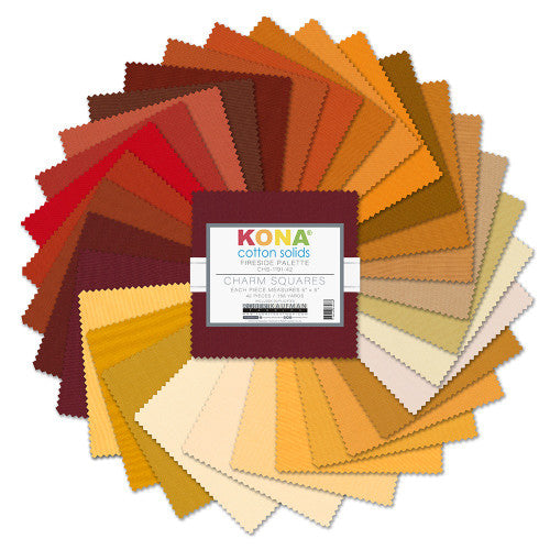Charm Pack 5x5 Squares - Robert Kaufman Kona Solid Fireside Colorway - 40 5" Squares