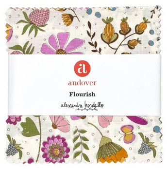 Charm Pack 5x5 Squares - Andover/Makower UK Flourish - 40 5" Squares