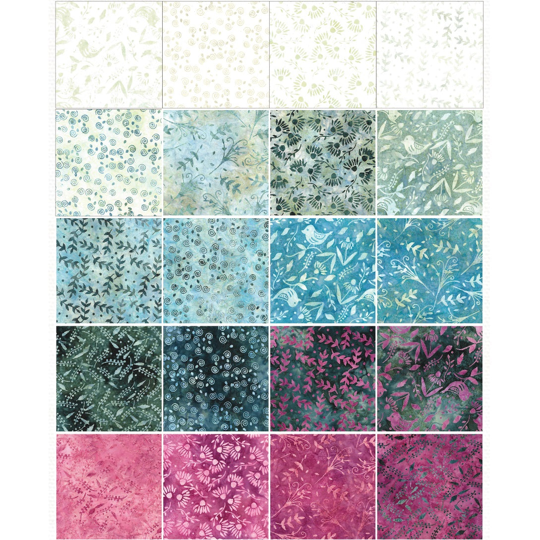 Island Batik - Misty Mornings - 20 Fabrics, 40 Total Strips