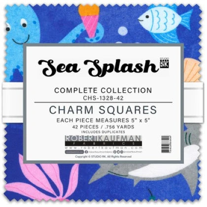 Charm Pack 5x5 Squares - Robert Kaufman Sea Splash - 40 5" Squares