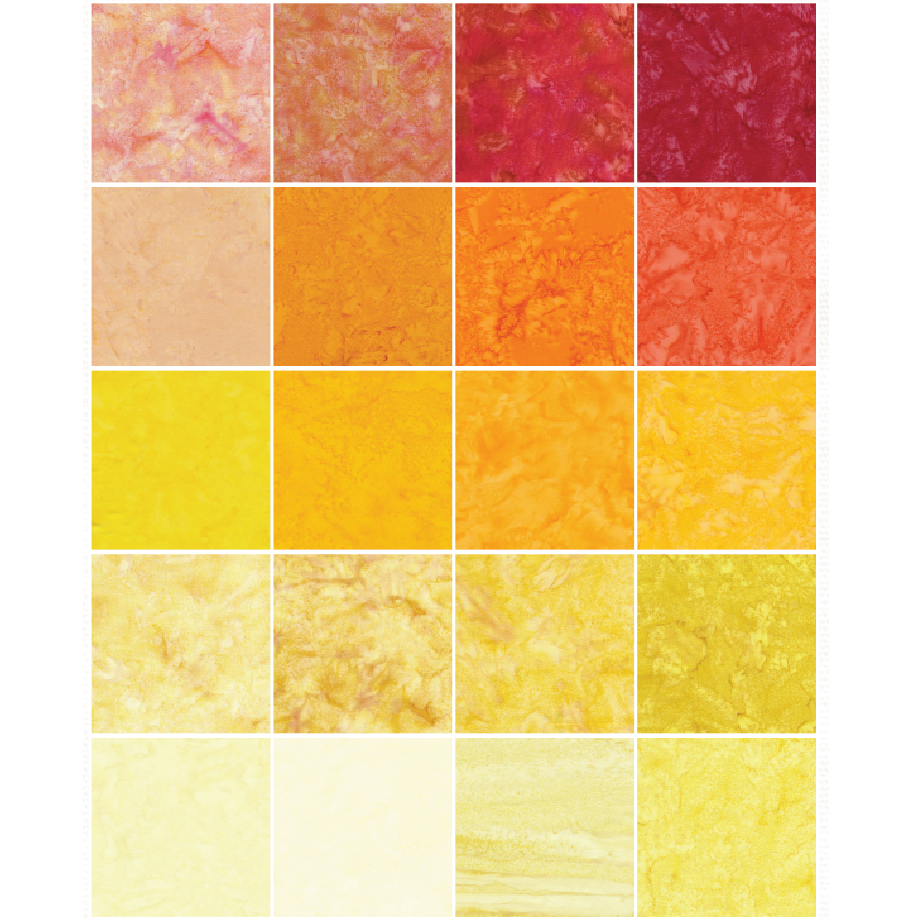 Island Batik - Opulent Orange - 20 Fabrics, 40 Total Strips