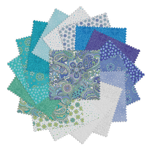 Charm Pack 5x5 Squares - Benartex Paisley Garden - 40 5" Squares