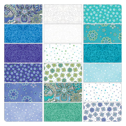 Charm Pack 5x5 Squares - Benartex Paisley Garden - 40 5" Squares