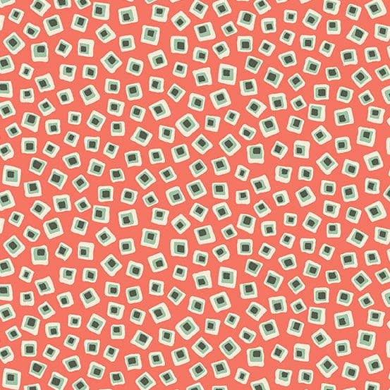 (5 yd) Andover/Makower UK Poppies 754-C Square In Square Coral