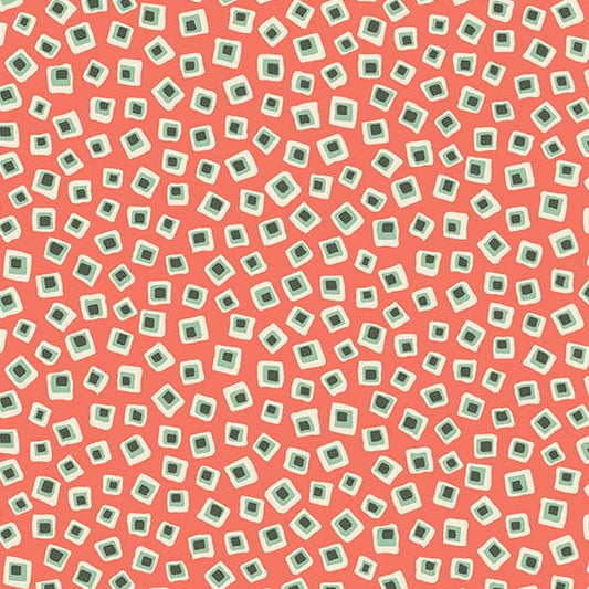 (5 yd) Andover/Makower UK Poppies 754-C Square In Square Coral