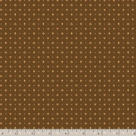 (5 yd) Marcus Fabrics Carrie's Caramels And Creams Playing Card Brown R101018D