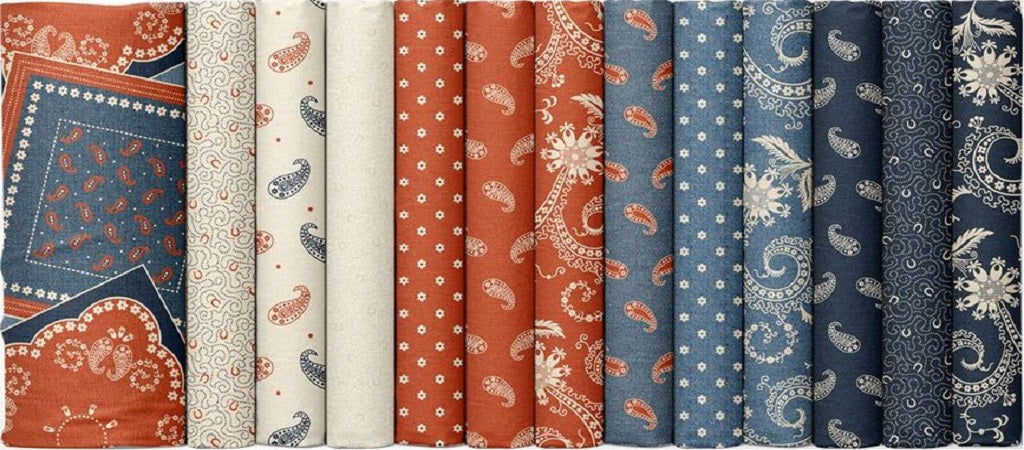 Marcus Fabrics - Bandana Bliss by The Smithsonian Institute - 40 2.5" Strips/Jelly Roll