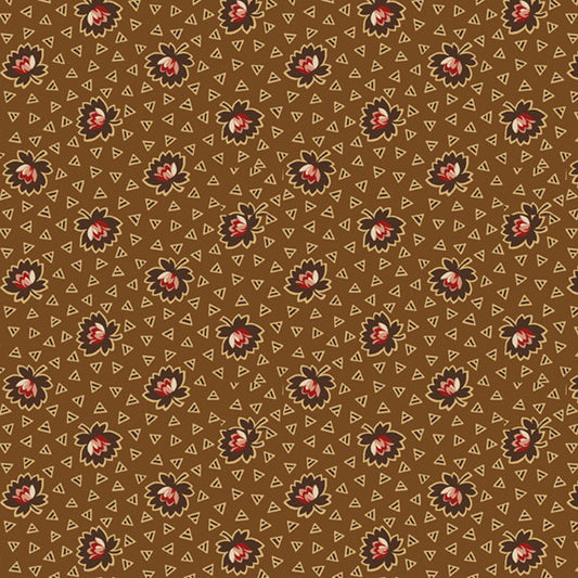 (5 yd) Marcus Fabrics Butternut & Peppercorn II R170751 Brown Double Bloom