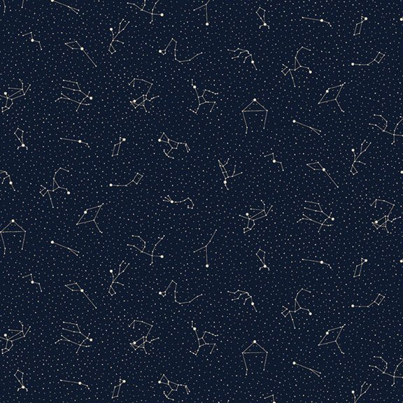 (4.5 yd) Marcus Fabrics Starfall R751012D Navy Constellations