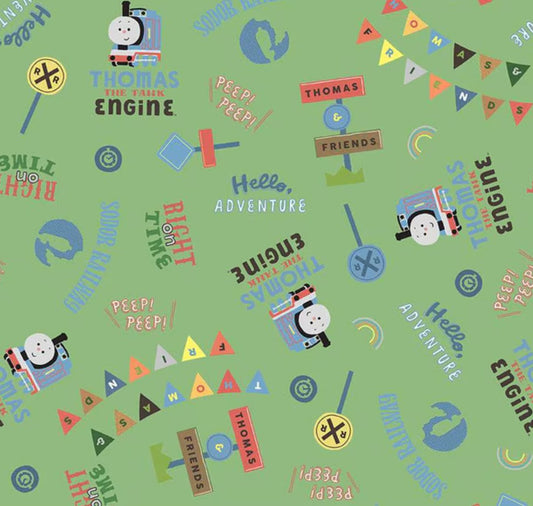 (2 yd) Riley Blake Thomas & Friends Sodor Railway C15081 Green Words