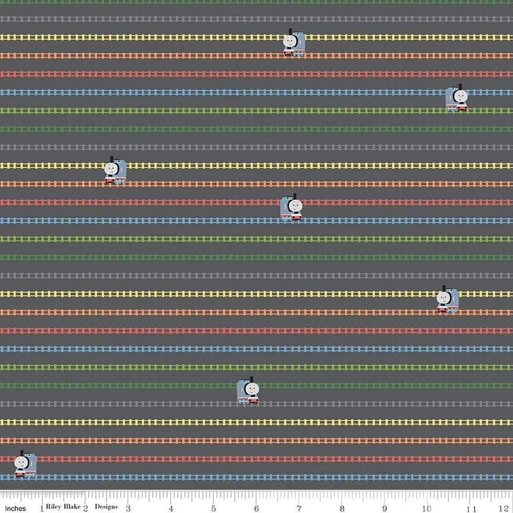 (2 yd) Riley Blake Thomas & Friends Sodor Railway C15084 Charcoal On The Tracks