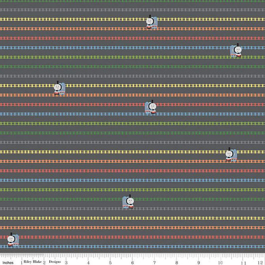 (2 yd) Riley Blake Thomas & Friends Sodor Railway C15084 Charcoal On The Tracks