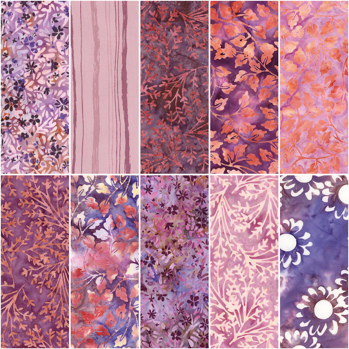 Riley Blake Misty Wildflowers Expressions Batiks - 40 Strip Rolie Polie