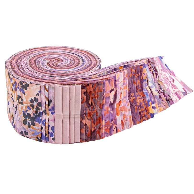 Riley Blake Misty Wildflowers Expressions Batiks - 40 Strip Rolie Polie