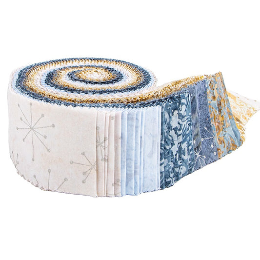 Riley Blake Holiday Sparkle SILVER & GOLD Batiks Express Yourself! - 40 Strip Rolie Polie